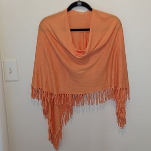 Peach Cowl Neck Poncho Scarf